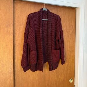 Women's L Long Sleeve Cardigan Sweater W Pockets: Cozy grandma Chunky Cabincore